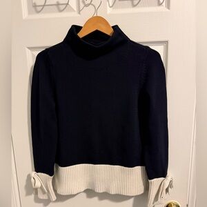 Ann Taylor Navy and Cream mock turtle Sweater